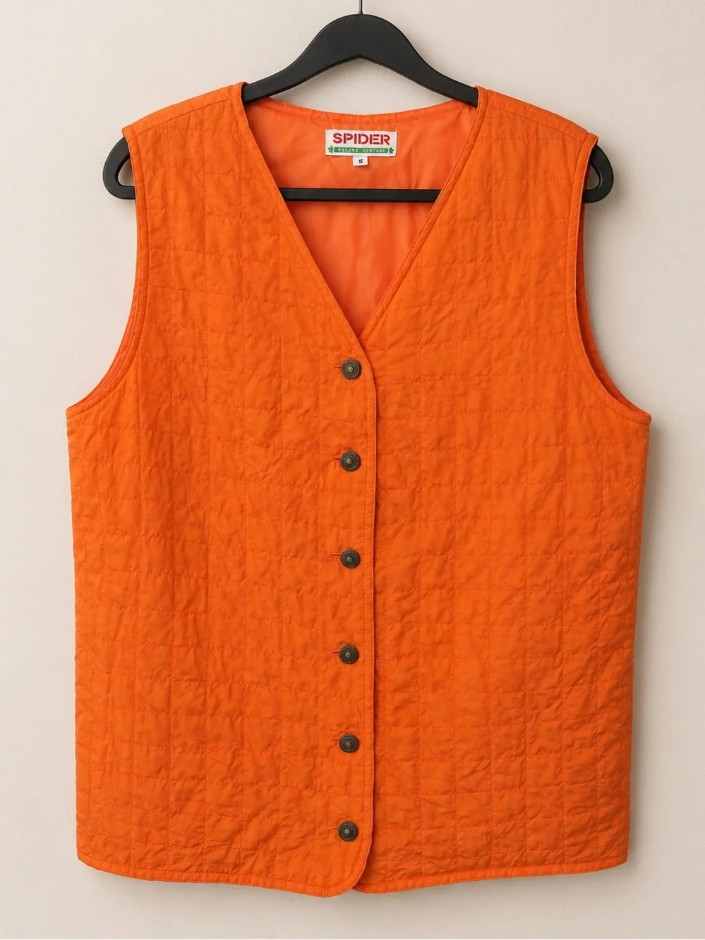 Vintage Spider 100% Silk Quilted Orange Vest Boho Cottagecore - Picture 1 of 11